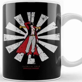 Baskı Dükkanı Dracule Mihawk Retro Japanese One Piece Porselen Beyaz Kupa Bardak