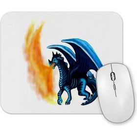 Baskı Dükkanı Dragao Em Tons De Azul Cuspindo Fogo Mouse Pad