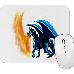 Baskı Dükkanı Dragao Em Tons De Azul Cuspindo Fogo Mouse Pad