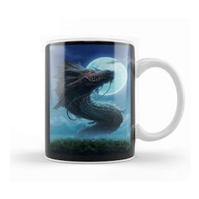 Baskı Dükkanı Dragon Bakunawa Porselen Beyaz Kupa Bardak