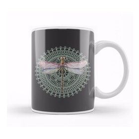 Baskı Dükkanı Dragonfly On Mandala Kupa
