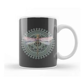 Baskı Dükkanı Dragonfly On Mandala Kupa