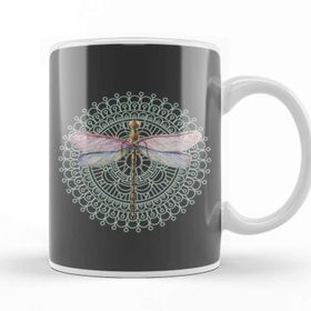 Baskı Dükkanı Dragonfly On Mandala Kupa