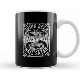 Baskı Dükkanı Drink Beer Hail Satan I Satanic Baphomet I Pentagram Occult Design Kupa