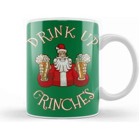 Baskı Dükkanı Drink Up Grinches Distressed Funny Christmas Beyaz 330 ml Porselen Kupa Bardak