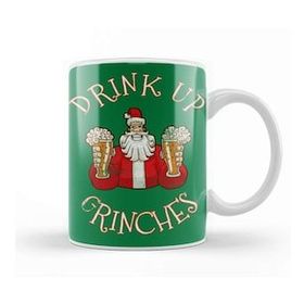 Baskı Dükkanı Drink Up Grinches Distressed Funny Christmas Beyaz 330 ml Porselen Kupa Bardak