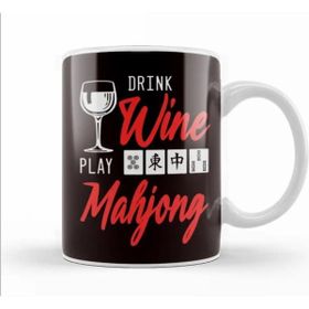 Baskı Dükkanı Drink Wine Play Mahjong Chinese Board Game Player Solitaire Kupa