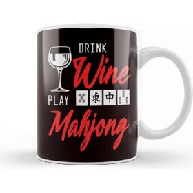 Baskı Dükkanı Drink Wine Play Mahjong Chinese Board Game Player Solitaire Kupa