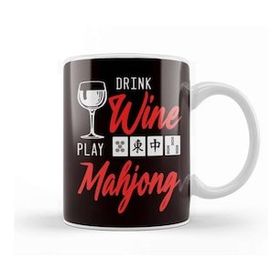Baskı Dükkanı Drink Wine Play Mahjong Chinese Board Game Player Solitaire Kupa
