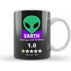 Baskı Dükkanı Earth Alien Rating Kupa Bardak
