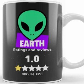 Baskı Dükkanı Earth Alien Rating Kupa Bardak