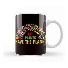 Baskı Dükkanı Eat Plants Save The Planet Vegan Vegetarian Veganism Veggie Kupa Bardak