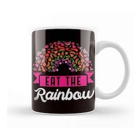Baskı Dükkanı Eat Rainbow Vegan Vegetarian Veganism Vegetarianism Veggie Beyaz 330 ml Porselen Kupa Bardak