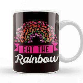 Baskı Dükkanı Eat Rainbow Vegan Vegetarian Veganism Vegetarianism Veggie Beyaz 330 ml Porselen Kupa Bardak