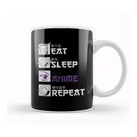 Baskı Dükkanı Eat Sleep Anime Repeat Funny Japanese Manga Tee Kupa Bardak