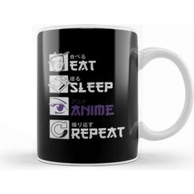 Baskı Dükkanı Eat Sleep Anime Repeat Funny Japanese Manga Tee Kupa Bardak