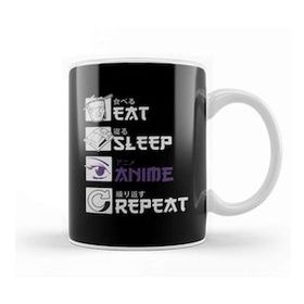 Baskı Dükkanı Eat Sleep Anime Repeat Funny Japanese Manga Tee Kupa Bardak