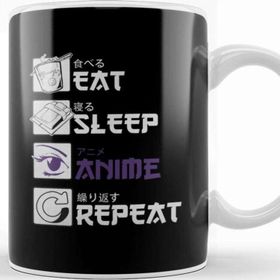 Baskı Dükkanı Eat Sleep Anime Repeat Funny Japanese Manga Tee Kupa Bardak