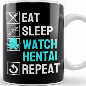 Baskı Dükkanı Eat Sleep Anime Repeat Hentai Ecchi Anime Gift Kupa Bardak