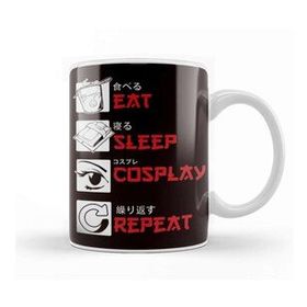 Baskı Dükkanı Eat Sleep Cosplay Anime Manga Otaku Japanese Beyaz 330 ml Porselen Kupa Bardak