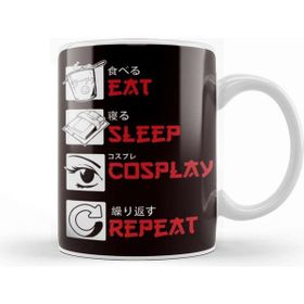 Baskı Dükkanı Eat Sleep Cosplay Anime Manga Otaku Japanese Beyaz 330 ml Porselen Kupa Bardak