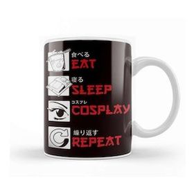 Baskı Dükkanı Eat Sleep Cosplay Anime Manga Otaku Japanese Beyaz 330 ml Porselen Kupa Bardak