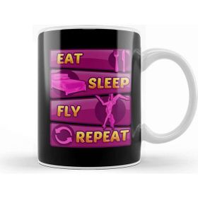 Baskı Dükkanı Eat Sleep Fly Repeat Aerial Yoga Silks Kupa Bardak