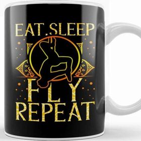 Baskı Dükkanı Eat Sleep Fly Repeat Aerial Yoga Silks Kupa Bardak