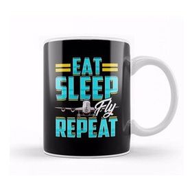 Baskı Dükkanı Eat Sleep Fly Repeat Airplane Pilot Aviation Pun Kupa Bardak