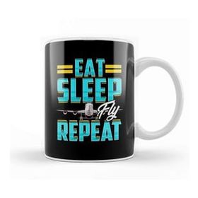 Baskı Dükkanı Eat Sleep Fly Repeat Airplane Pilot Aviation Pun Kupa Bardak