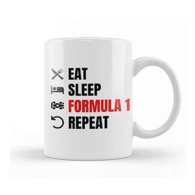 Baskı Dükkanı Eat Sleep Formula 1 Repeat Red Kupa Bardak