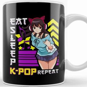 Baskı Dükkanı Eat Sleep K Pop Repeat Kpop Kawaii Korean Music Kupa Bardak