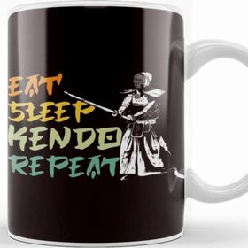 Baskı Dükkanı Eat Sleep Kendo Samurai Katana Japan Martial Arts Fighter Kupa Bardak