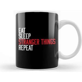Baskı Dükkanı Eat Sleep Stranger Things Repeat Kupa Bardak
