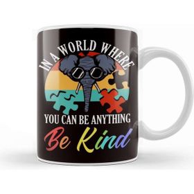 Baskı Dükkanı Elephant Autism Awareness Support Autistic Heart Puzzle Kind Kupa