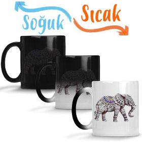 Baskı Dükkanı Elephant Color Sihirli Porselen Kupa