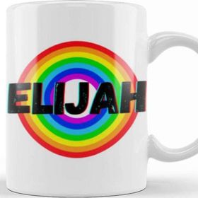 Baskı Dükkanı Elijah Name Custom Vintage Retro Rainbow Style Design Gift Baby Gift For Him Kupa