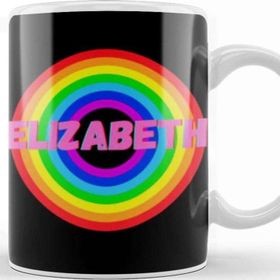 Baskı Dükkanı Elizabeth Name Personalized Custom Vintage Retro Rainbow Style Design Gift Baby Gift For Her Kupa