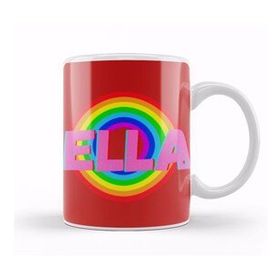 Baskı Dükkanı Ella Name Personalized Custom Vintage Retro Rainbow Style Design Gift Baby Gift For Her Kupa
