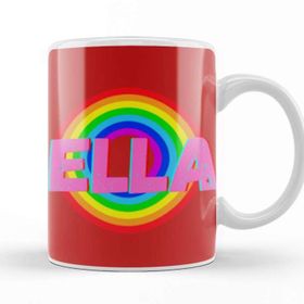 Baskı Dükkanı Ella Name Personalized Custom Vintage Retro Rainbow Style Design Gift Baby Gift For Her Kupa