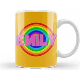 Baskı Dükkanı Emily Name Personalized Custom Vintage Retro Rainbow Style Design Gift Baby Gift For Her Kupa
