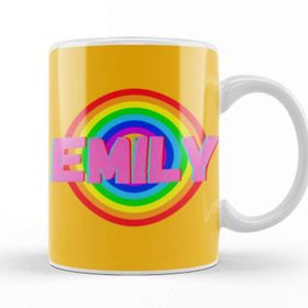 Baskı Dükkanı Emily Name Personalized Custom Vintage Retro Rainbow Style Design Gift Baby Gift For Her Kupa