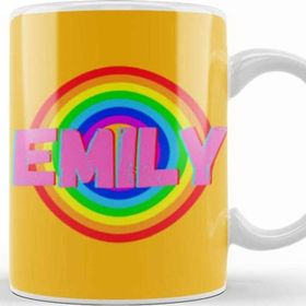 Baskı Dükkanı Emily Name Personalized Custom Vintage Retro Rainbow Style Design Gift Baby Gift For Her Kupa