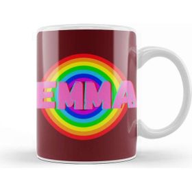 Baskı Dükkanı Emma Name Personalized Custom Vintage Retro Rainbow Style Design Gift Baby Gift For Her Kupa