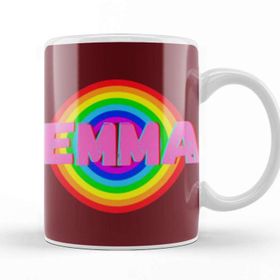 Baskı Dükkanı Emma Name Personalized Custom Vintage Retro Rainbow Style Design Gift Baby Gift For Her Kupa