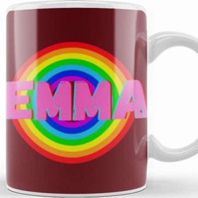 Baskı Dükkanı Emma Name Personalized Custom Vintage Retro Rainbow Style Design Gift Baby Gift For Her Kupa