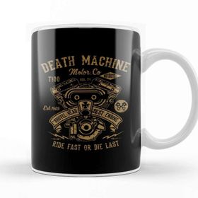 Baskı Dükkanı Engine Death Machine Ride Fast Or Die Last Porselen Beyaz Kupa Bardak