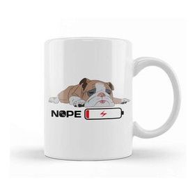 Baskı Dükkanı English Bulldog Lover Snoozing Bulldog Porselen Beyaz Kupa Bardak