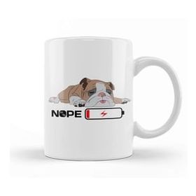 Baskı Dükkanı English Bulldog Lover Snoozing Bulldog Porselen Beyaz Kupa Bardak