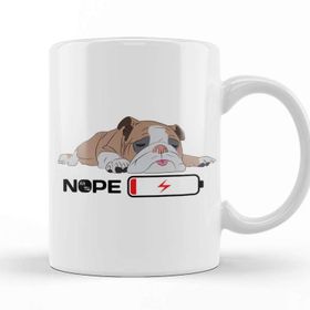 Baskı Dükkanı English Bulldog Lover Snoozing Bulldog Porselen Beyaz Kupa Bardak